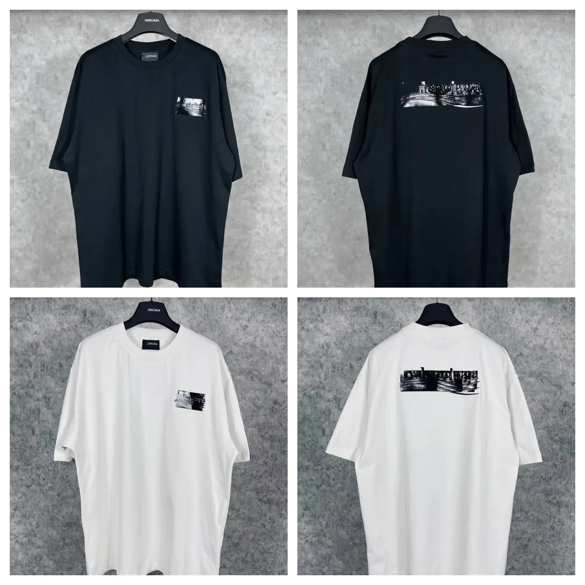 Waves Coke B Home Black Glue Letter Embroidery Loose Short Sleeve T-Shirt for Men and Women