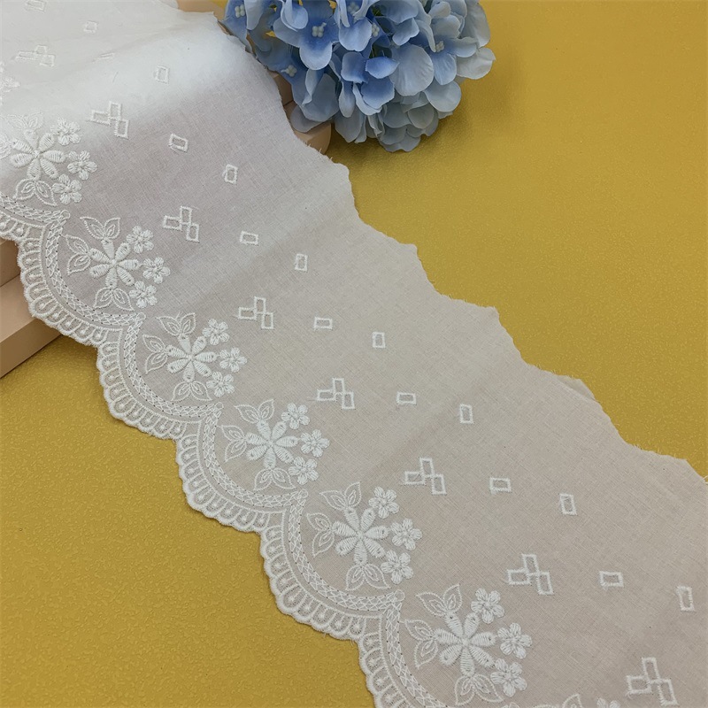 Spring perforated hollow cotton embroidery lace women's dress leader mouth hem lace accessories 14.5cm wide