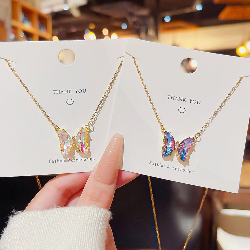 Fairy Temperament Clavicle Chain Design Sense Necklace Chain Temperament Internet Celebrity Simple Pendant Jewelry Light Luxury Niche Butterfly Necklace