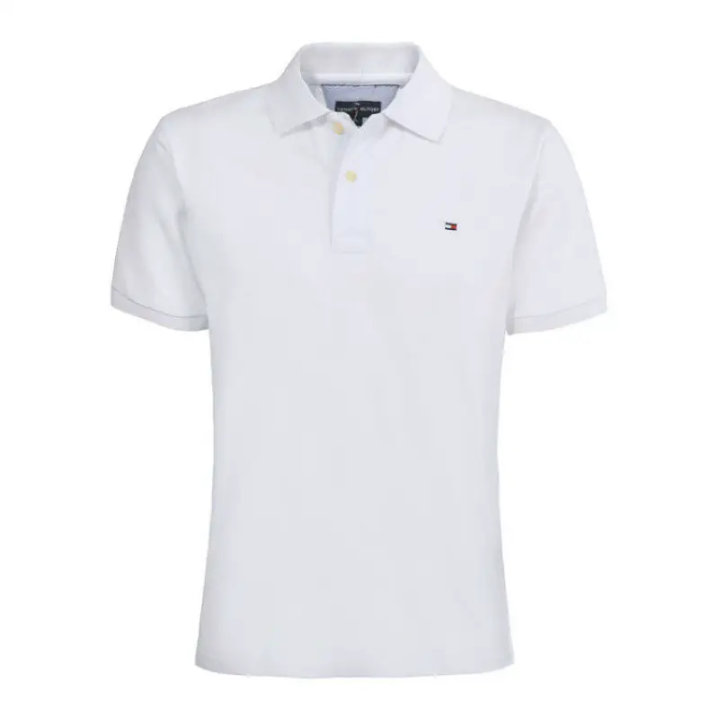 European and American Casual Tommy Tommy Men's Short-sleeved T-shirt Cotton Embroidered Lapel Solid Color Loose plus size Polo Shirt