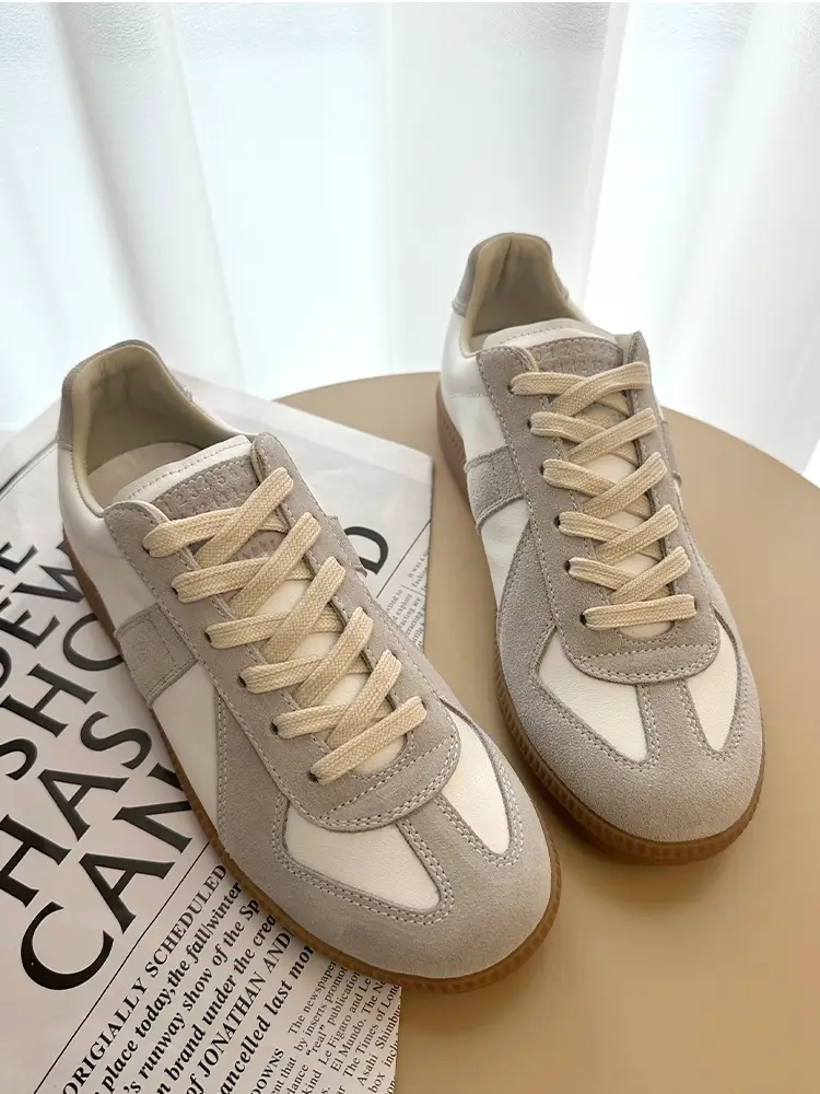 【Gemini】2025 Spring/Summer New Classic Retro German Training Shoes Women's Suede Casual Genuine Leather White Shoes Men's