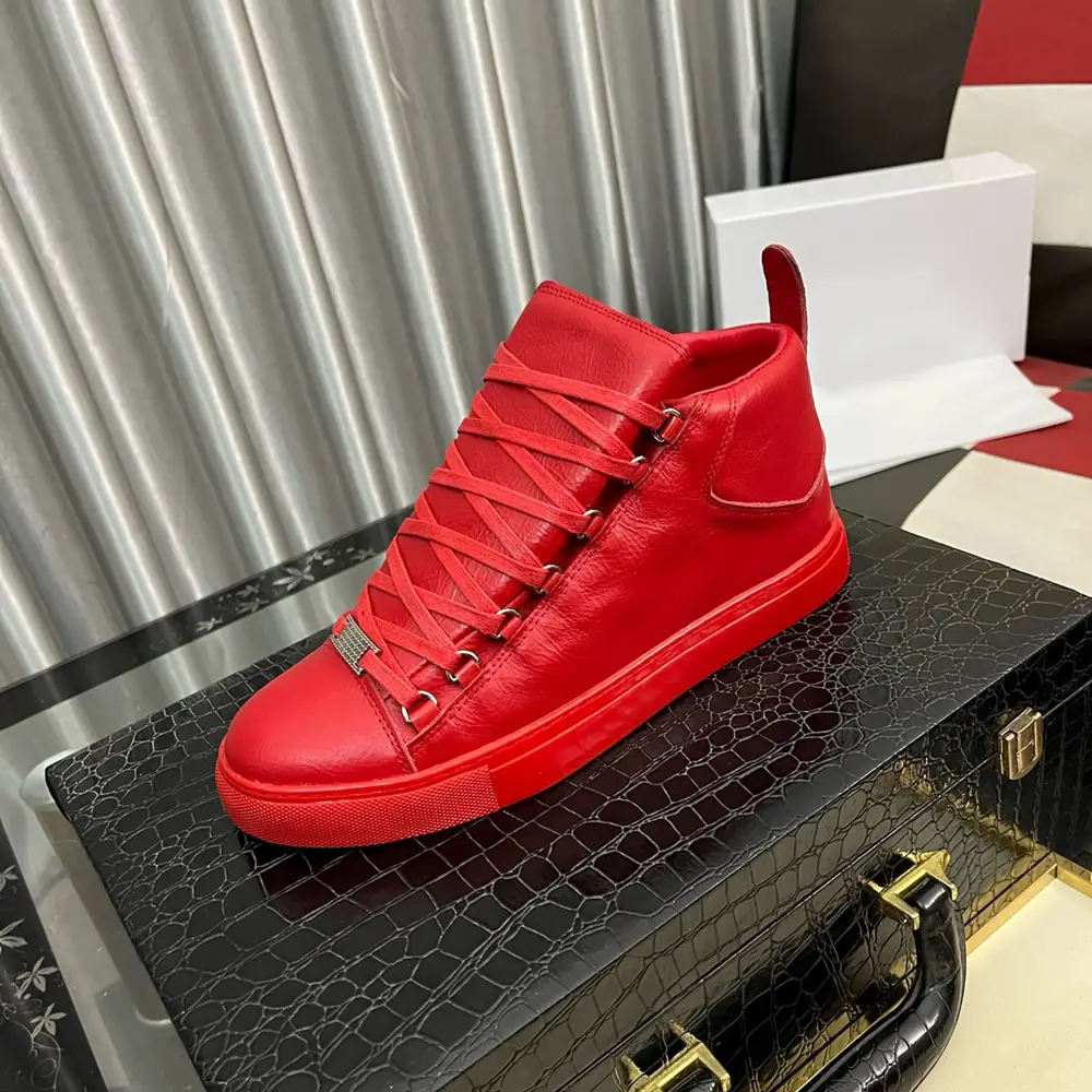 High-Top Men's Shoes, Genuine Leather, Fashionable Trendy Brand, Lace-Up, Unique Niche British Style White Shoes, 2025 Autumn, European Style, Comfortable