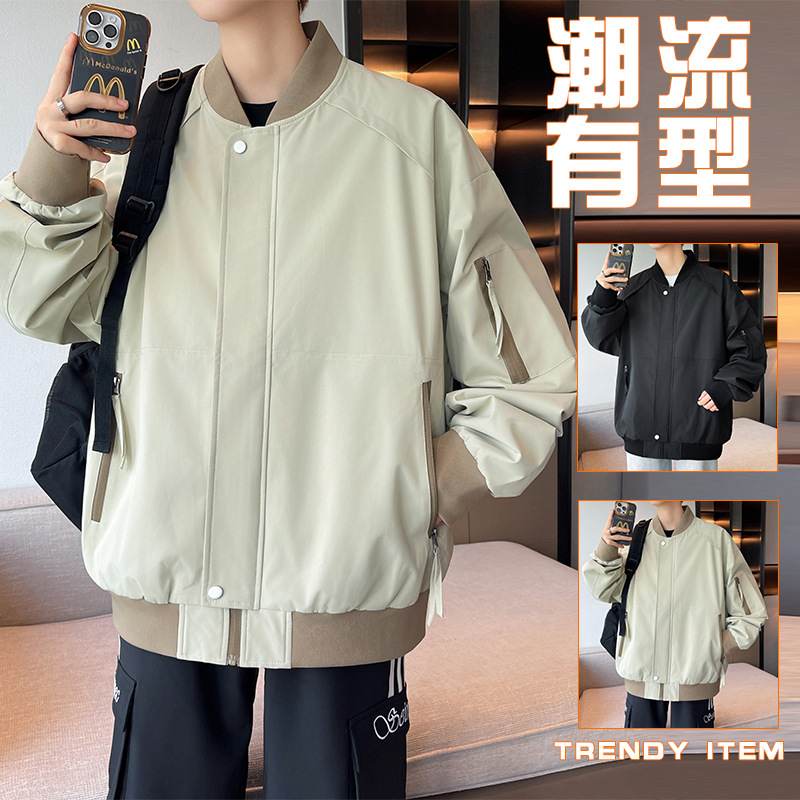 high quality Baseball Collar Bomber Jacket for Young Men Spring and Autumn Casual Fashion All-match Baseball Suit Fashionable Jacket