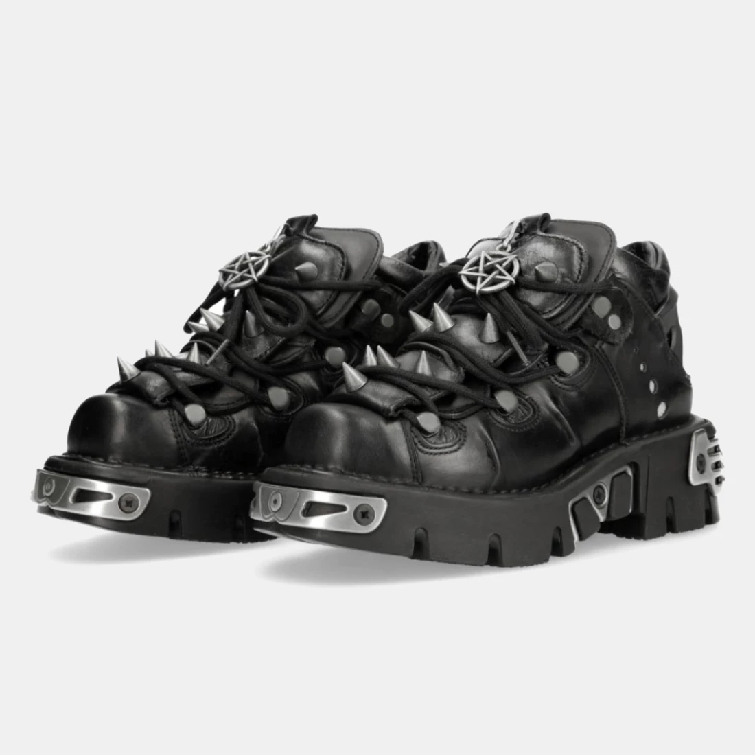 Retro Spanish Dark Low Ankle Leather Shoes Unisex Rock Shoes Heavy Metal Willow Nail Platform Shoes Thick Sole Shoes