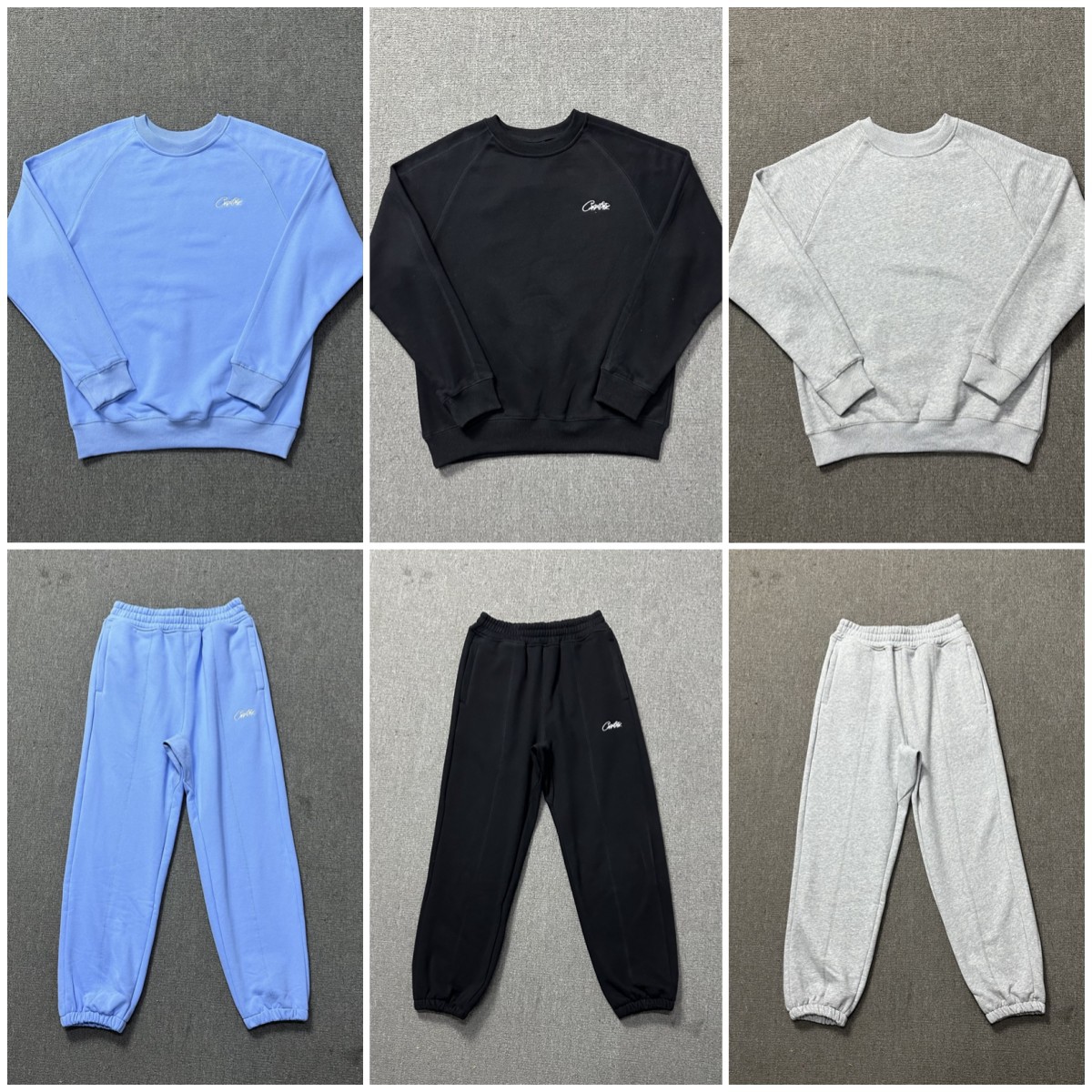 Simple Embroidered Logo Trendy High Street Casual Versatile Crew Neck Sweatshirt and Pants Set for Men and Women