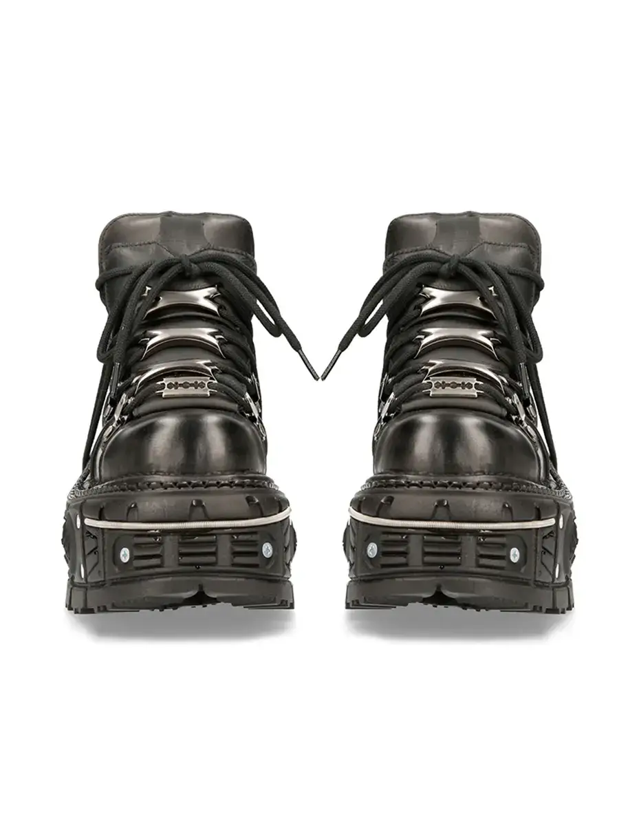 Retro Tank Bottom Metal High-Top Shoes Spanish Thick-Soled Shoes Dark Punk Style Platform Sole Street Style Small Leather Shoes