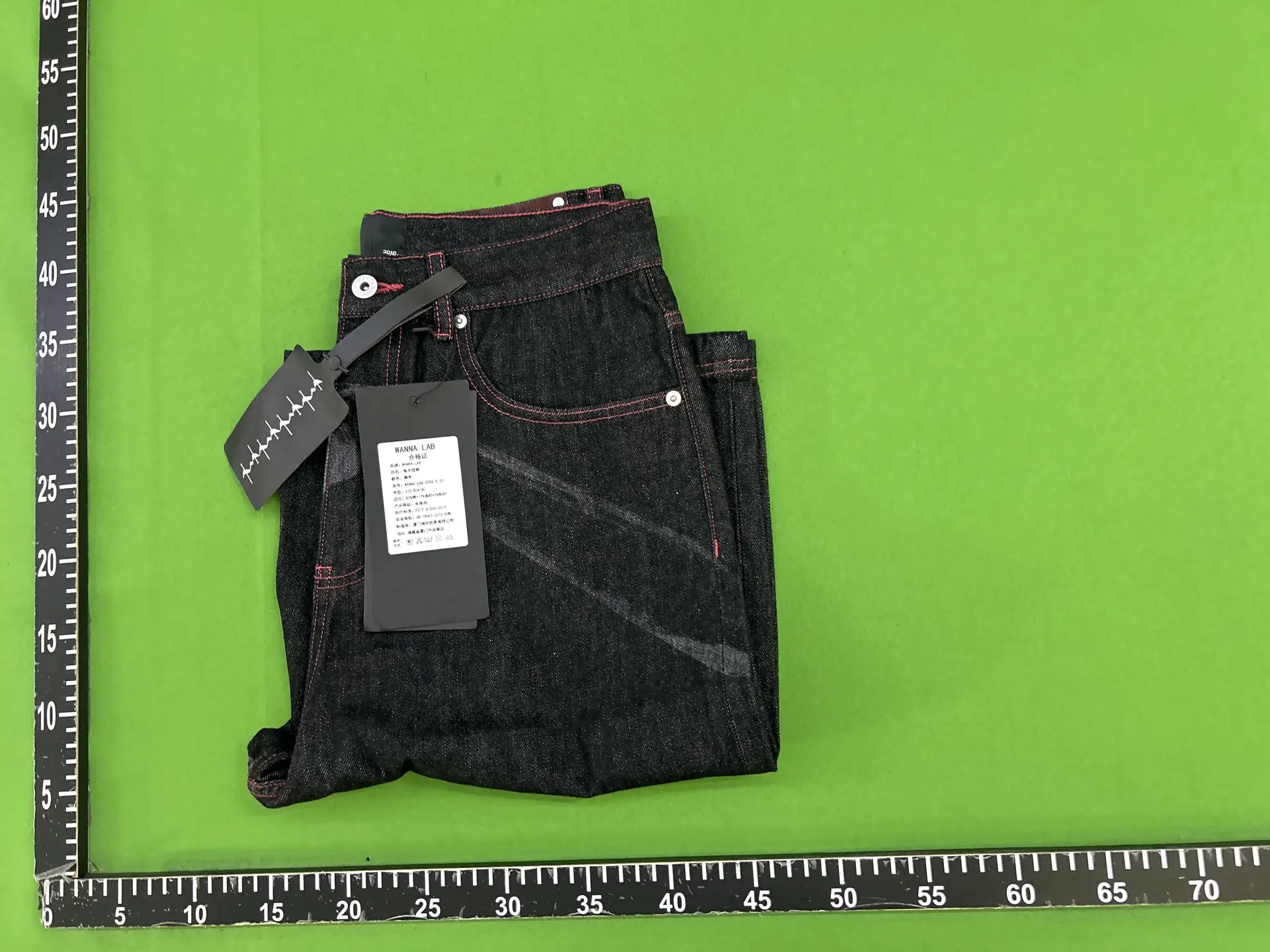 WANNA LAB 25SS Ghost Hand Laser Burn Flower Straight Jeans