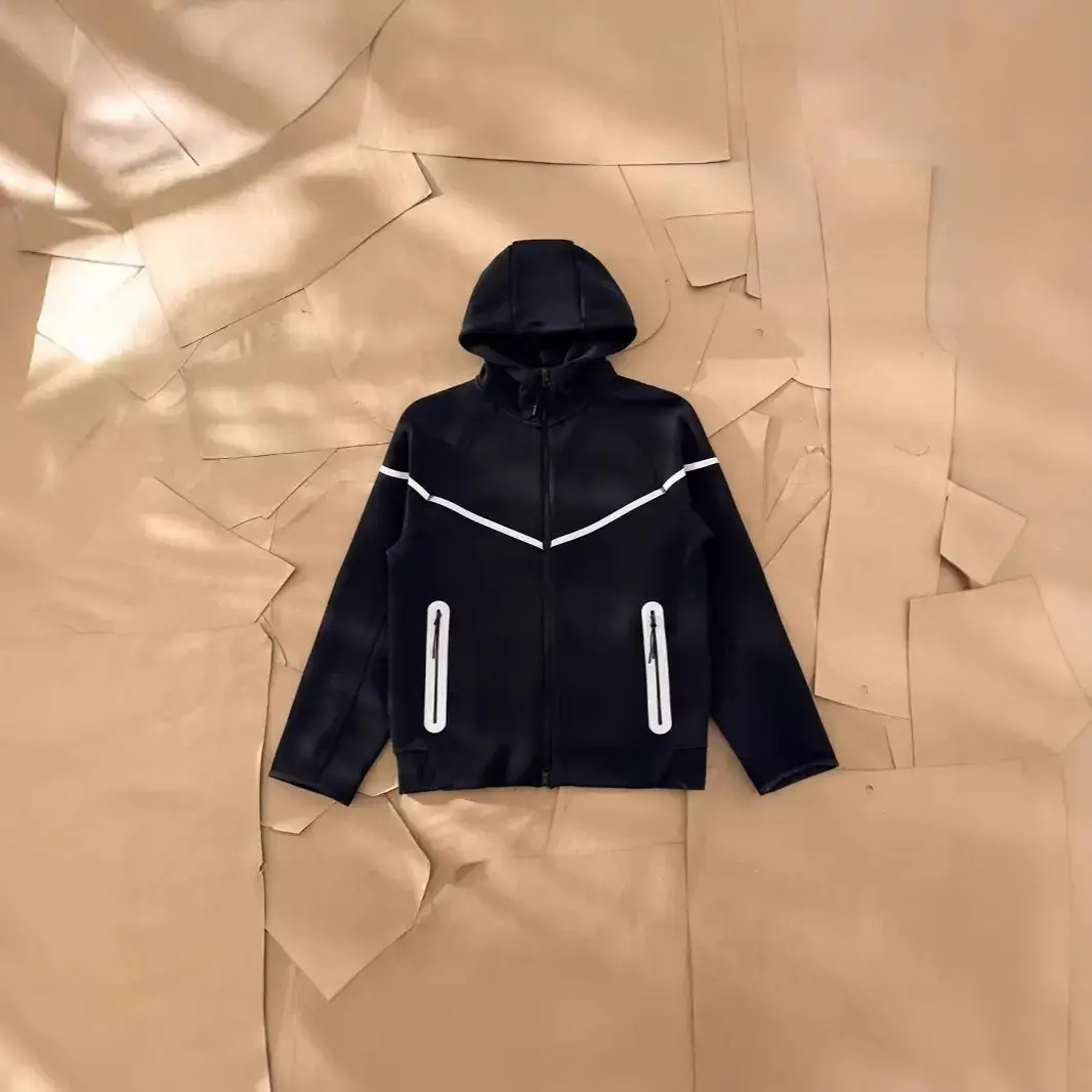 2025 New Air Layer Hooded Zipper Long Sleeve Reflective Strip Jacket 754