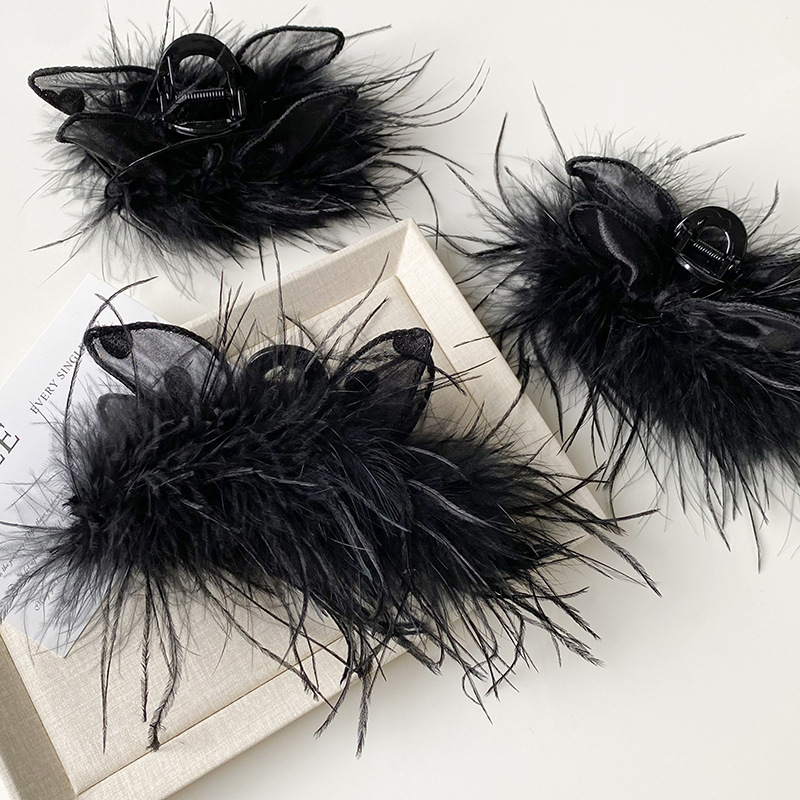 Autumn and Winter New Super Fairy Feather Clip Large Hair Volume Back Head Hair Shark Clip Pure Lust Style Hair Clip Headwear