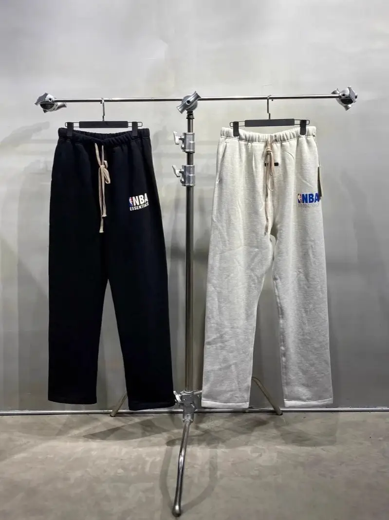 正确版FOG复线ESSENTIALS联名NBA加绒直筒休闲裤男女同款运动卫裤
