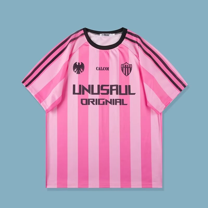 [Shopee Hot Style] Th Cross-Border Men's Clothing, Men's and Women's Short-Sleeved T-Shirts, Stripesd Mesh Jerseys, Loose Quick-Drying Tops