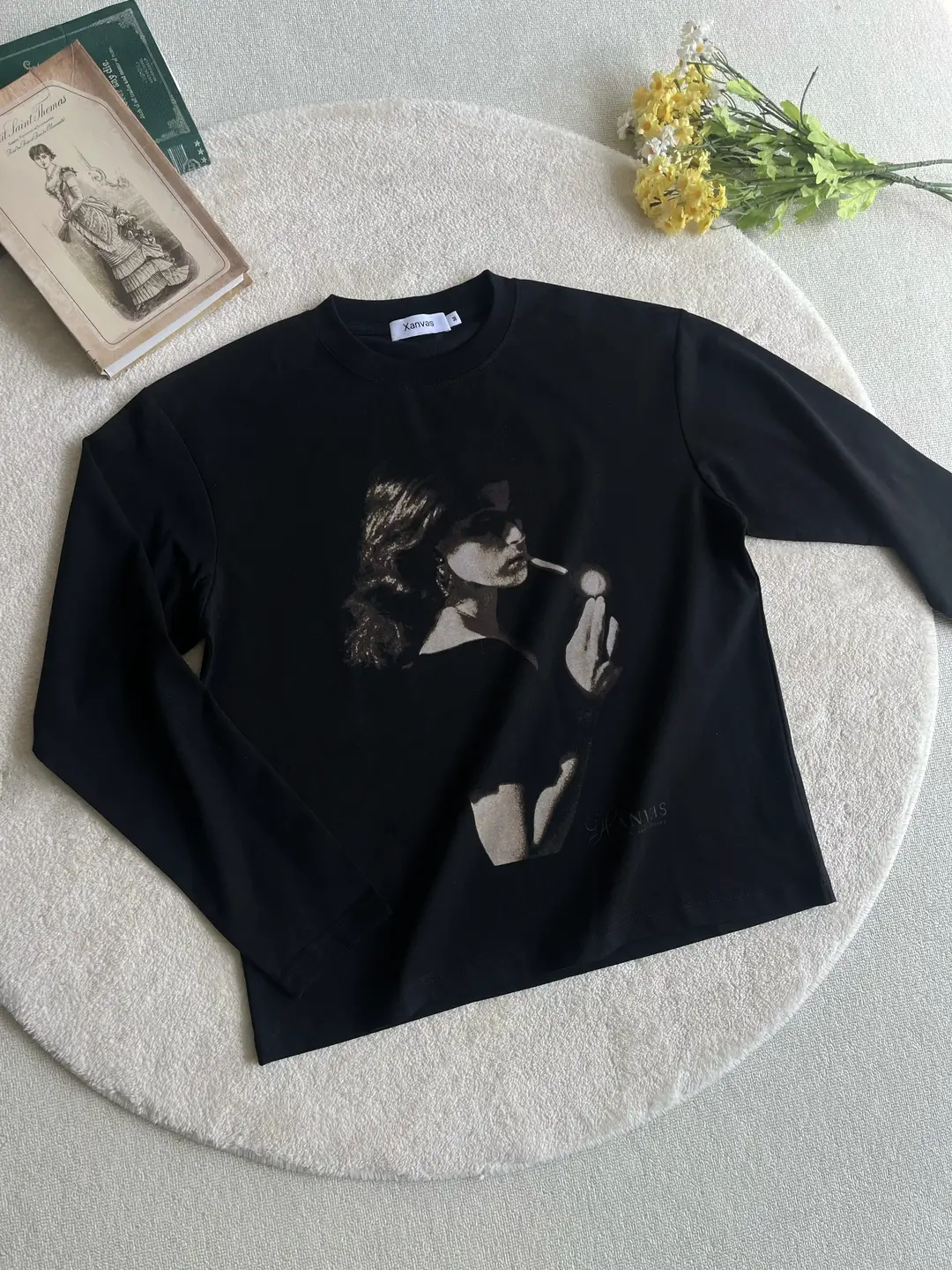 Xanvas Medieval Smoking Girl Digital Printed T-shirt Long Sleeve Short Sleeve Cleanfit Versatile Commuter