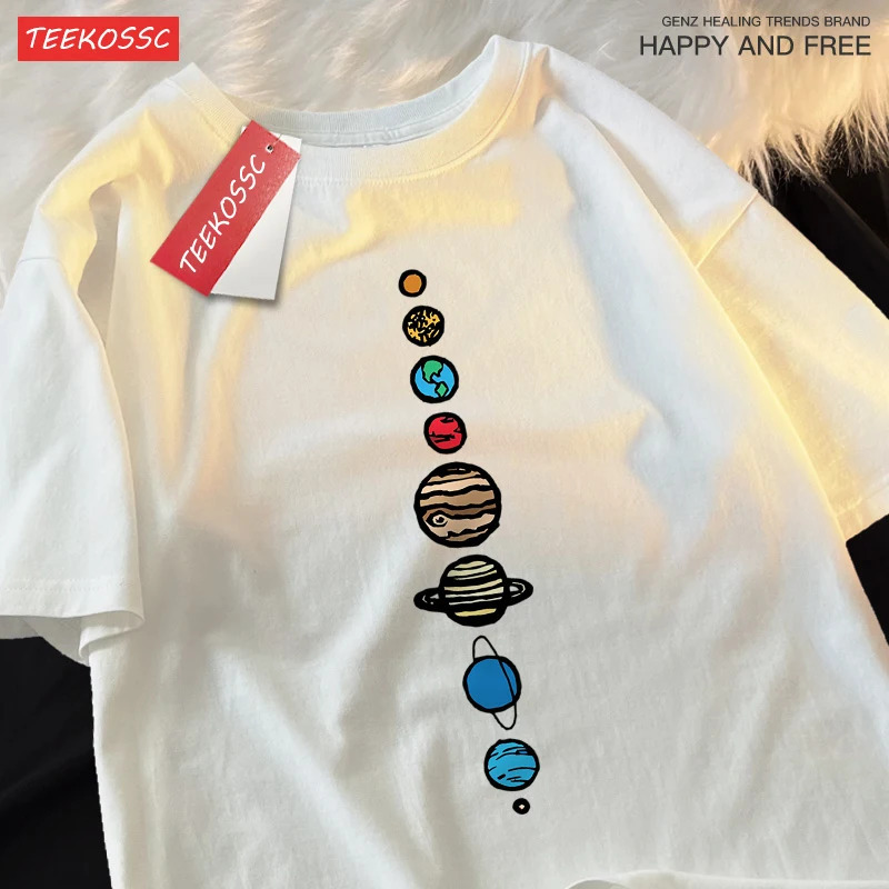 Cross-Border European Size T-Shirt the Nine Great Planets of the Sun T-Shirts Man Ov
