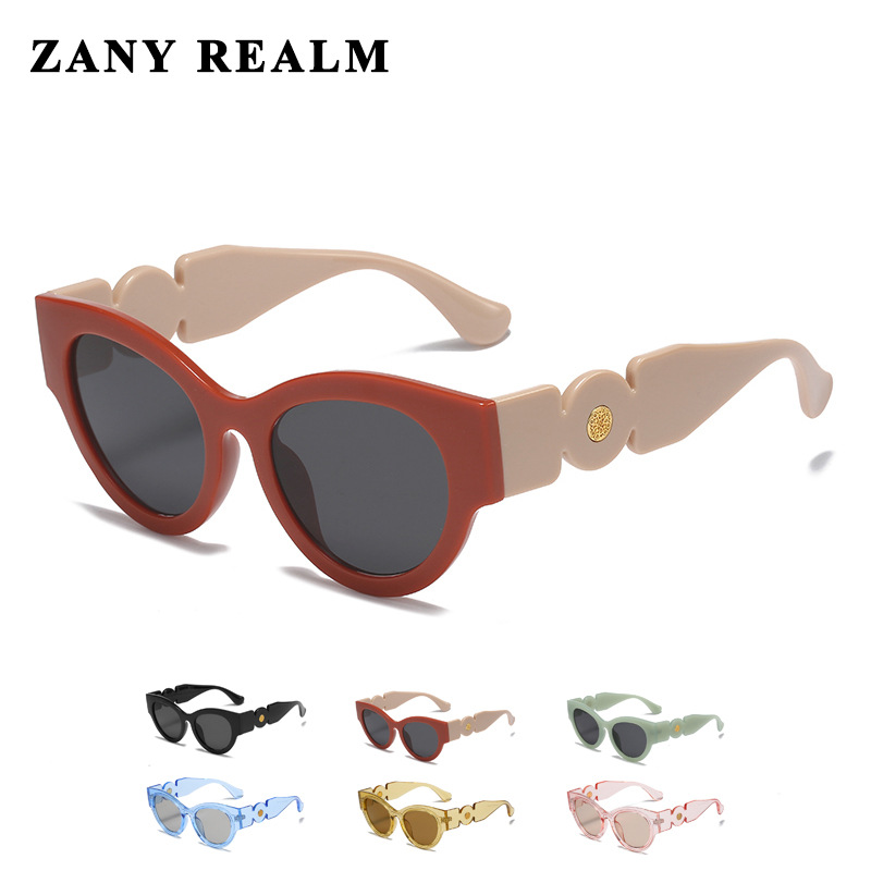 New Retro French Round Frame Cat-Eye Cross-Border Sunglasses, Contrasting Color Amazon Live Sunglasses Manufacturer Ready Stock
