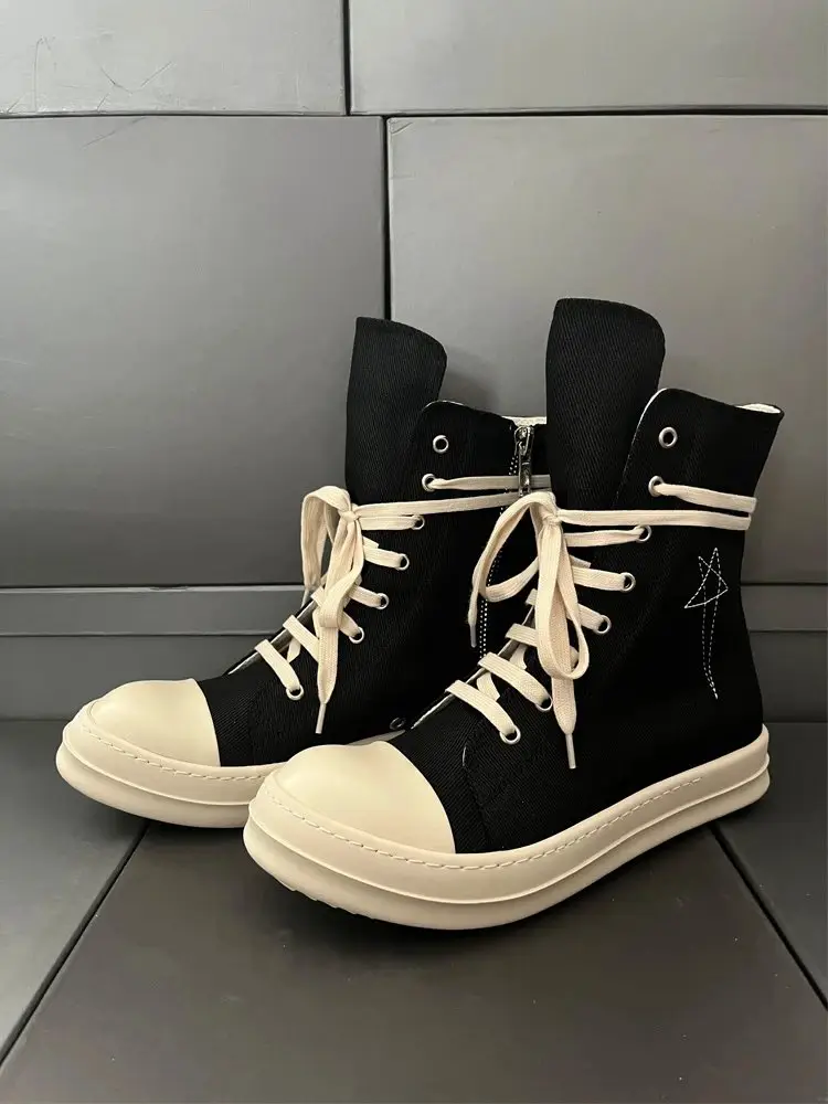 2025 New Classic High-Top Canvas Shoes for Men, Thick-Soled Casual Sports Shoes, Large Size Height-Increasing European and American Trendy Women's Shoes