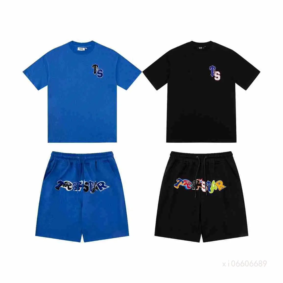Trapstar New Colorful Letter Towel Embroider Loose Casual Short-Sleeved T-Shirt Men's and Women's Sports Shorts Suit