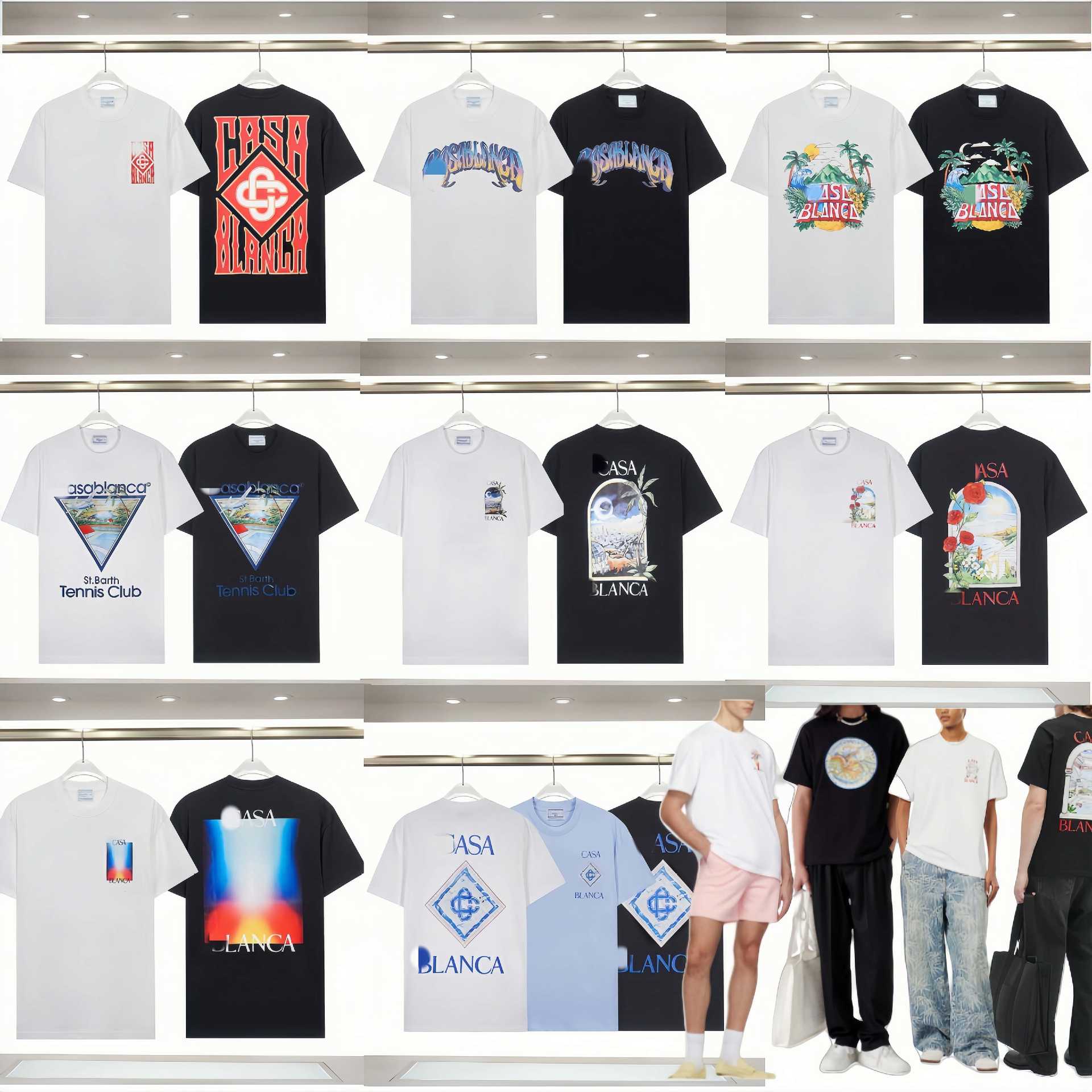 Foreign Trade Cross-Border Card Sa Short-Sleeved Round Neck T-Shirt Brand Shirt Fantasy Door Letter Bottoming Shirt Men's Trendy New Hong Foto QC de 1688 na Qualit.ly