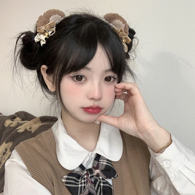 Cute Cat Ear Hairpin Bow Hairpin Children's Plush Ear Hair Accessories Cartoon Pair Clip Women's Duckbill Clip