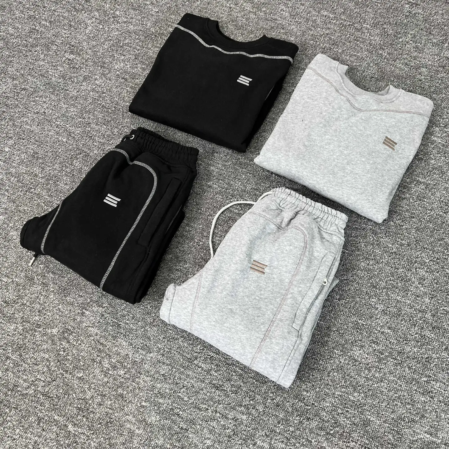 Business Attire New High-Quality Trendyy Round Neck Embroidered Sweatshirt and Sweatpants Kroen Sports Suit