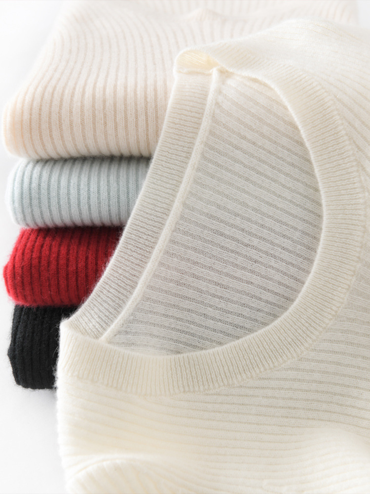 Wholesale half-sleeve cashmere bottoming shirt women's 100 pure cashmere pullover sweater drawdown U-neck jacket autumn and winter bottoming shirt