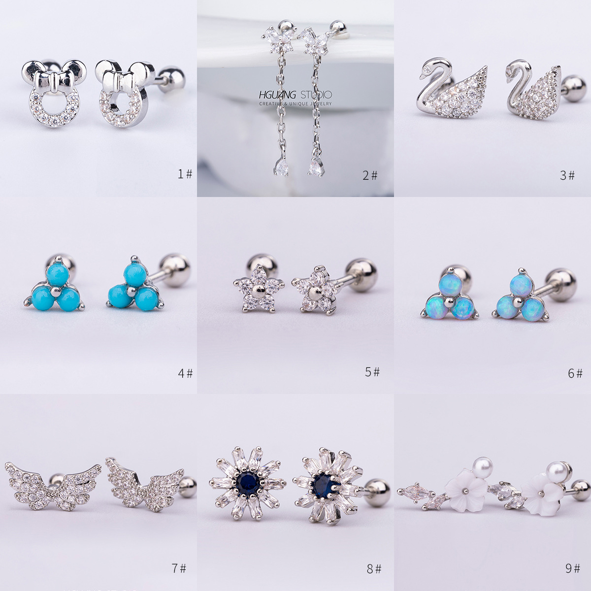 Yiwu 316L Gold Plated Aobao Opal Ear Nail Exquisite Wings Earrings Puncture Jewelry Lip Nail Ear Nail