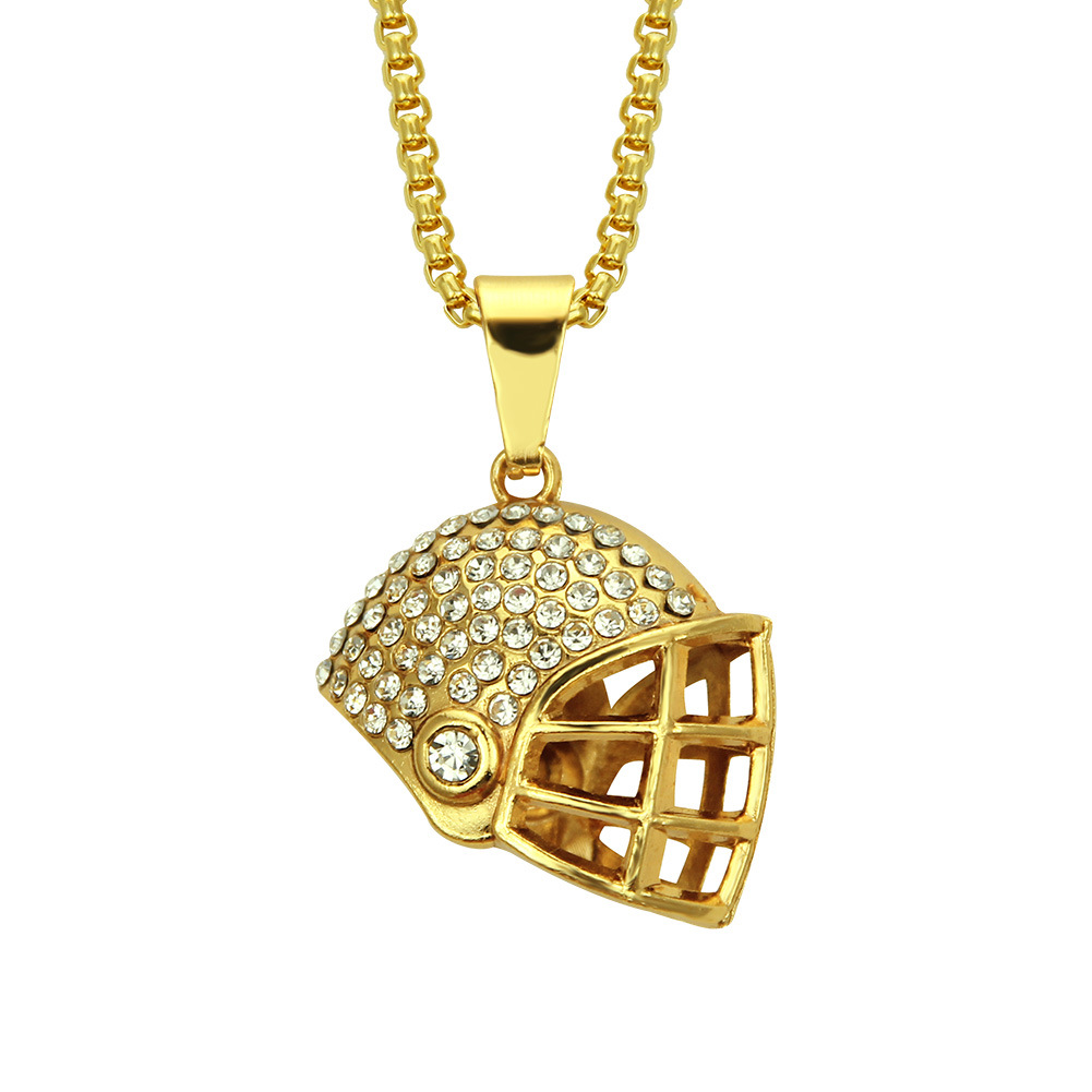 Foreign Trade Europe and the United States New Necklace Hip Hop Necklace Diamond Fashion Football Helmet Pendant Necklace Necklace