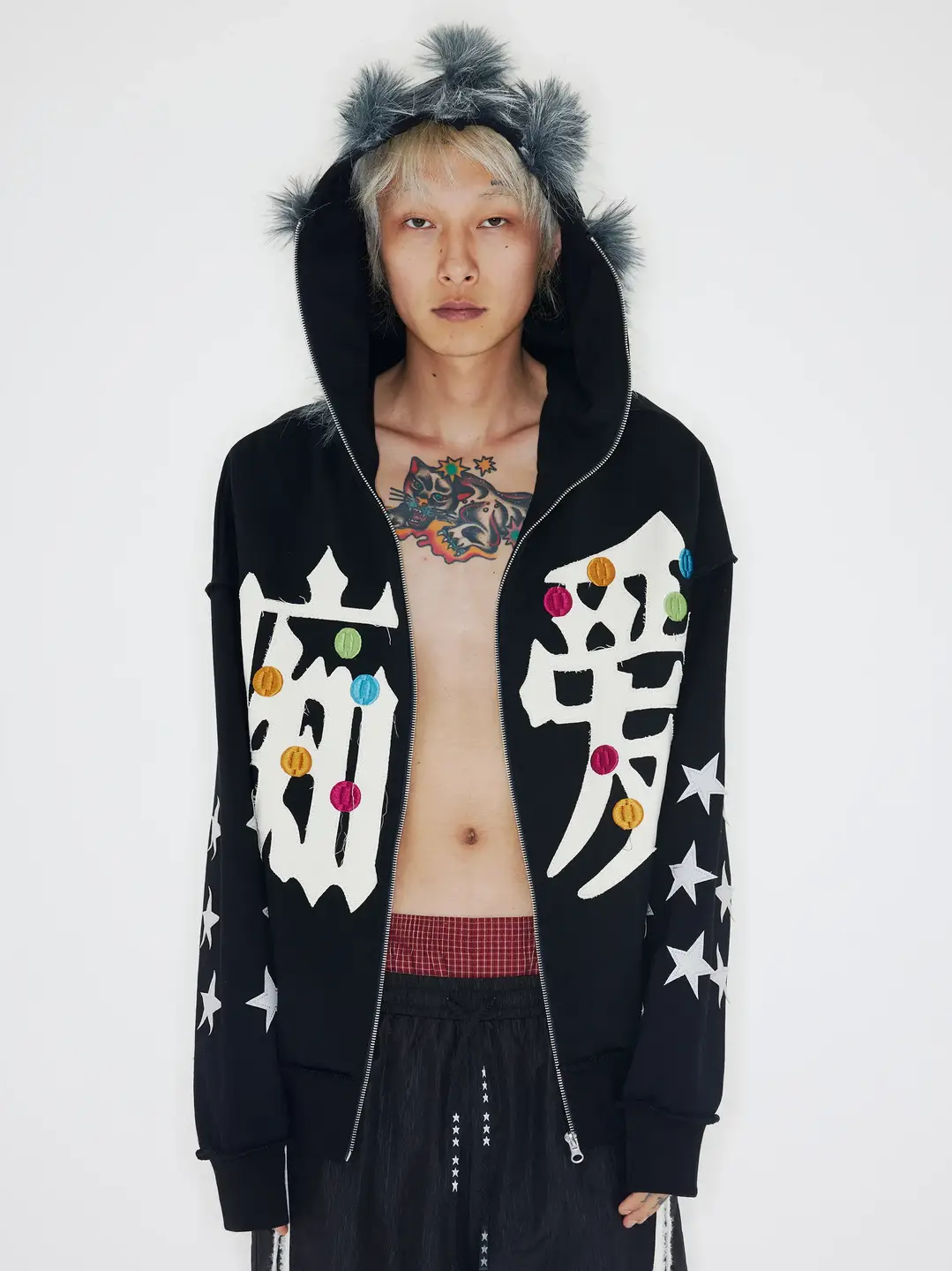 Chai (Disassemble) Chilai Embroider Original Niche Design 480g Celebrity Style Versatile Hooded Zipper Outwear