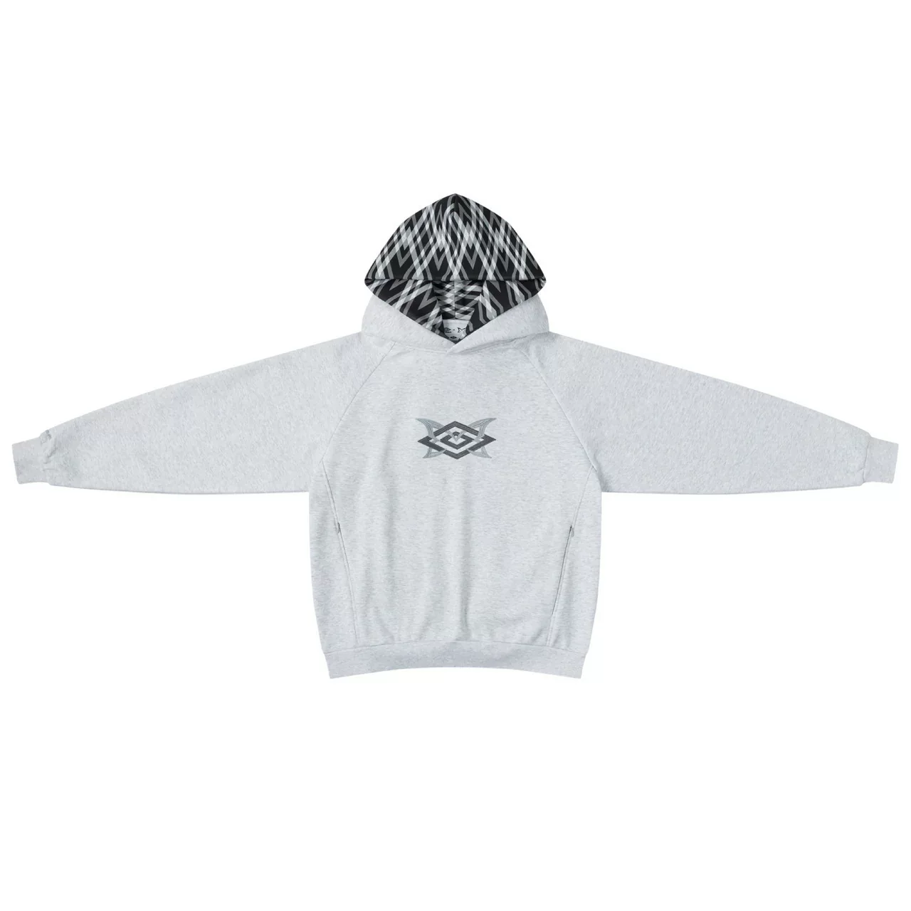Trendy double hat design creative plaid casual high street gothic ins style hoodie European and American men's and women's hoodie