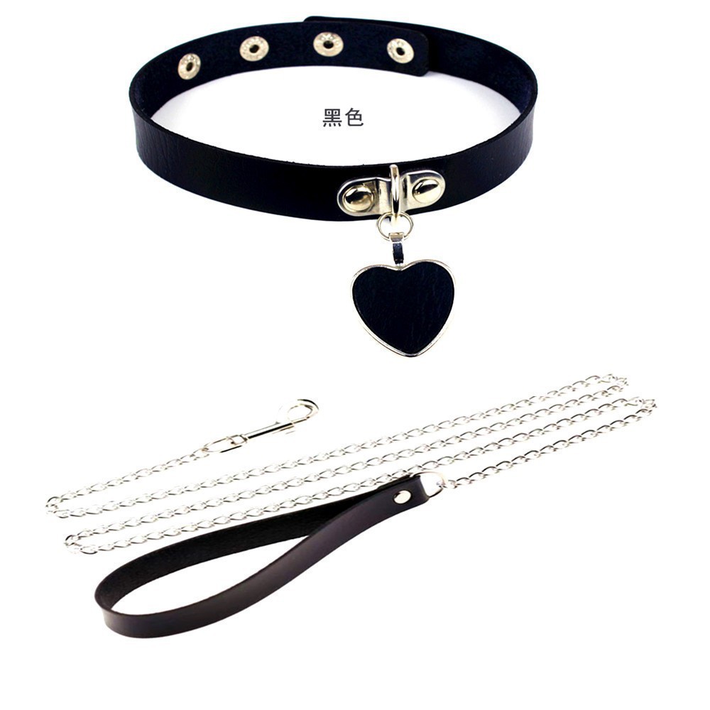 Rainy Night charming female sexy lingerie accessories leather love sexy collar traction chain rope SM binding training suit