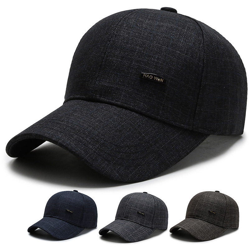 Middle-aged and elderly hat men's spring and autumn Plaid peaked cap old man grandpa baseball cap simple middle-aged father hat tide