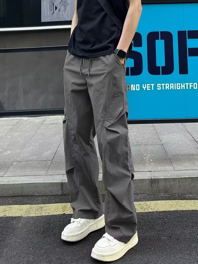 Summer New Style Loose Straight Multi-Pocket Casual Pants Men's Street Style Paratrooper Pants Thin Workwear Wide-Leg Pants