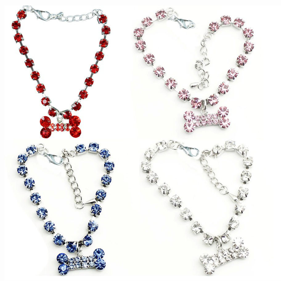 Popular Pet Collar, Dog Bone Decoration Necklace, Rhinestone Necklace, Fashionable Tag, Xiyin Pinduoduo Labeling