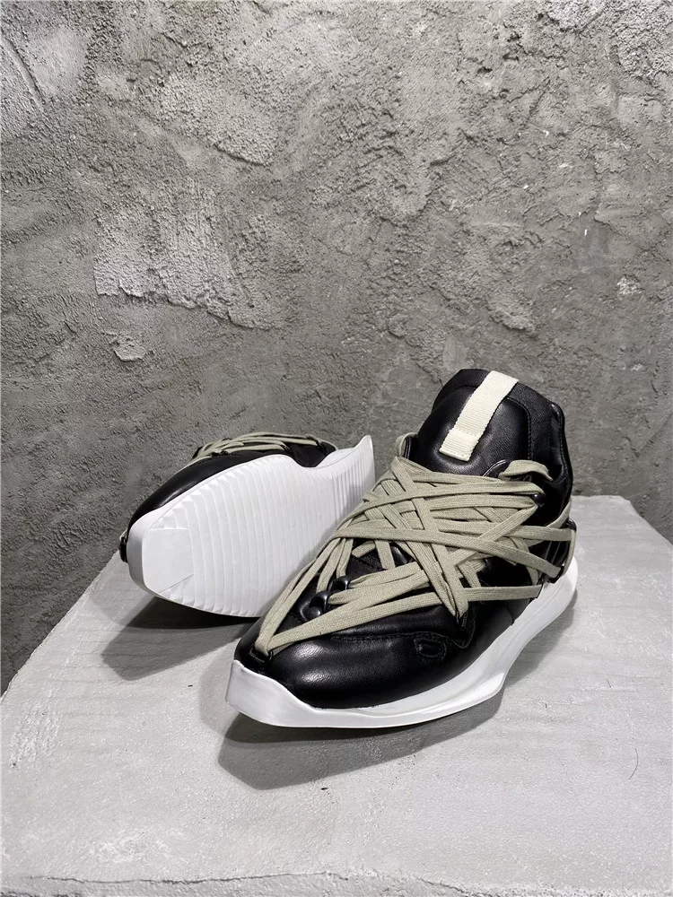 Xuanzhan Autonomous/RICKOWEN Dark ro Low cut Board Shoes with Five Star Geometric Strap, European and American Style Owens Men