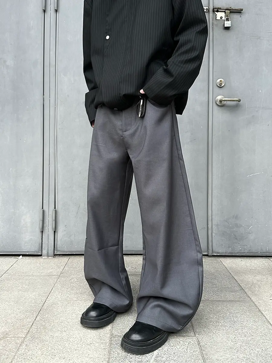 American Retro Street-Style Scimitar Wide-Leg Trousers for Men and Women, Street Cool, Niche, High-End Design, Loose Casual Pants