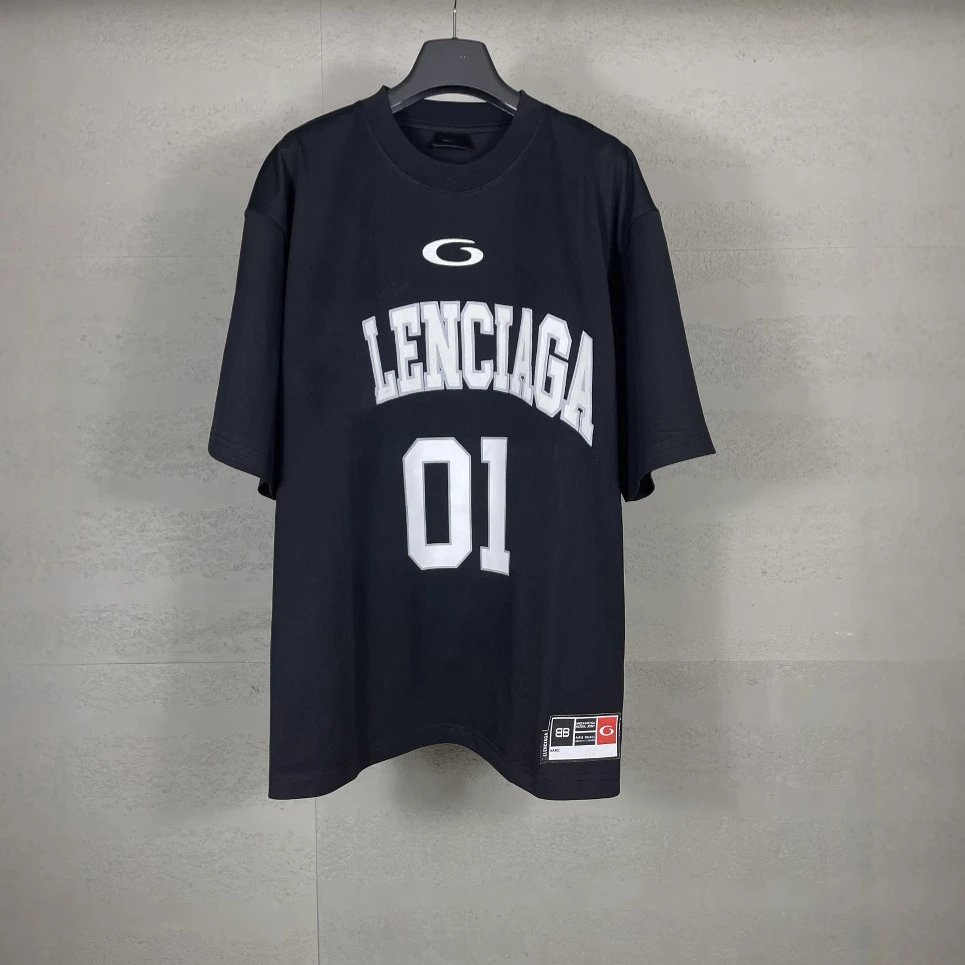 Basketball No. 01 Jersey Embroidered Print Logo Letter Short-Sleeve T-Shirt