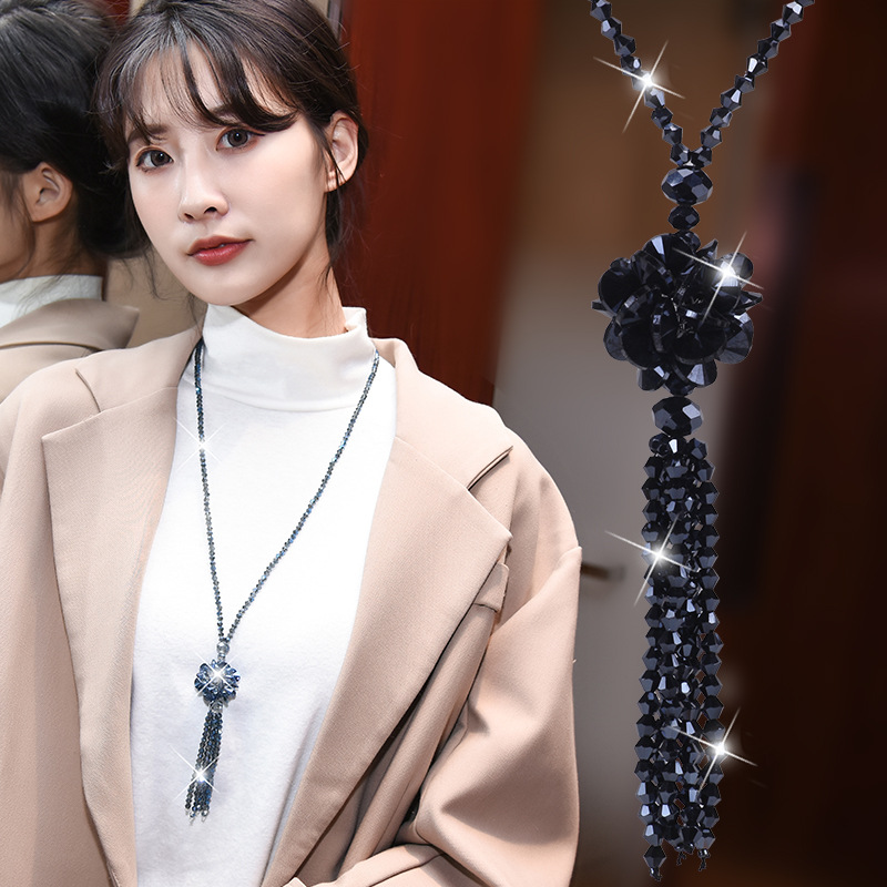 Factory direct national style tassel crystal ball sweater chain long ladies necklace autumn and winter Joker clothing accessories