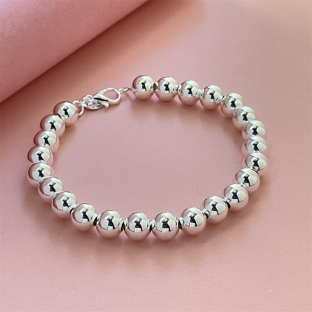 Foreign trade jewelry silver plated 8mm beads bracelet small red book trembles net red popular bracelet in stock wholesale