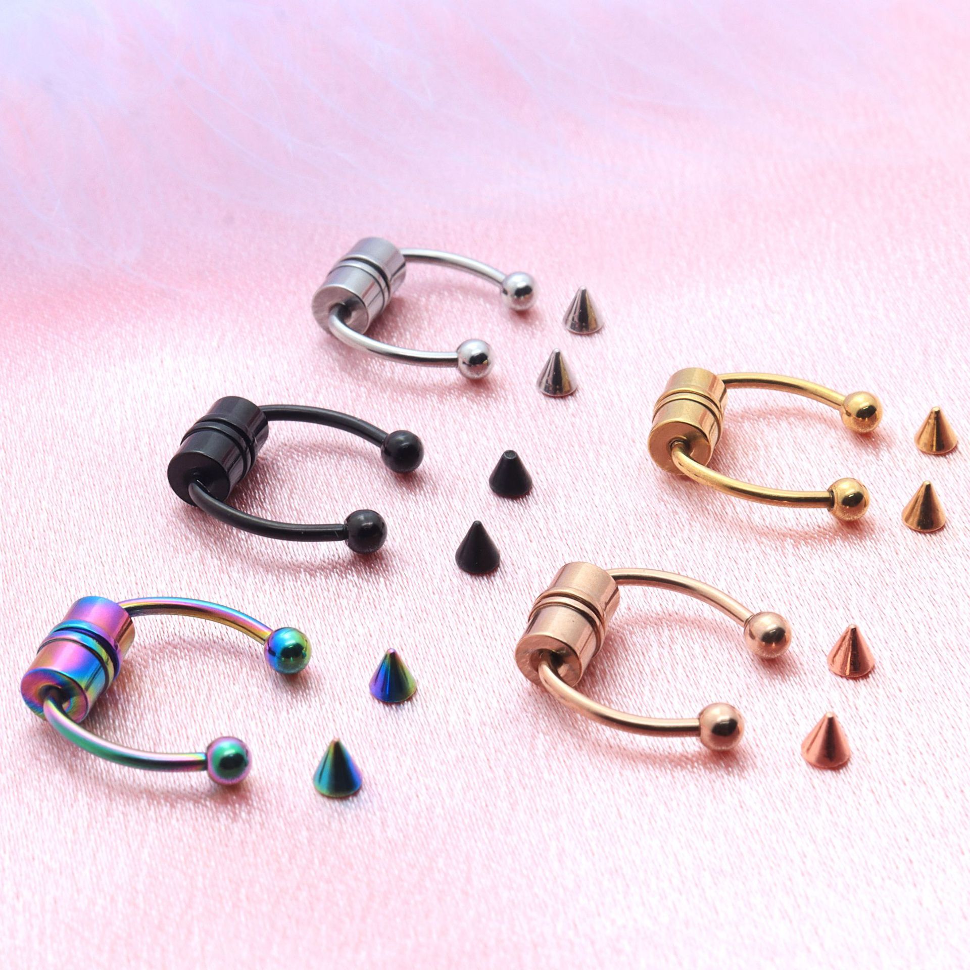 No Piercing Amazon Cross-Border Magnetic Nose Clip Electroplated Stainless Steel Personalized Nose Jewelry Convenient Nose Ring Small Wholesale