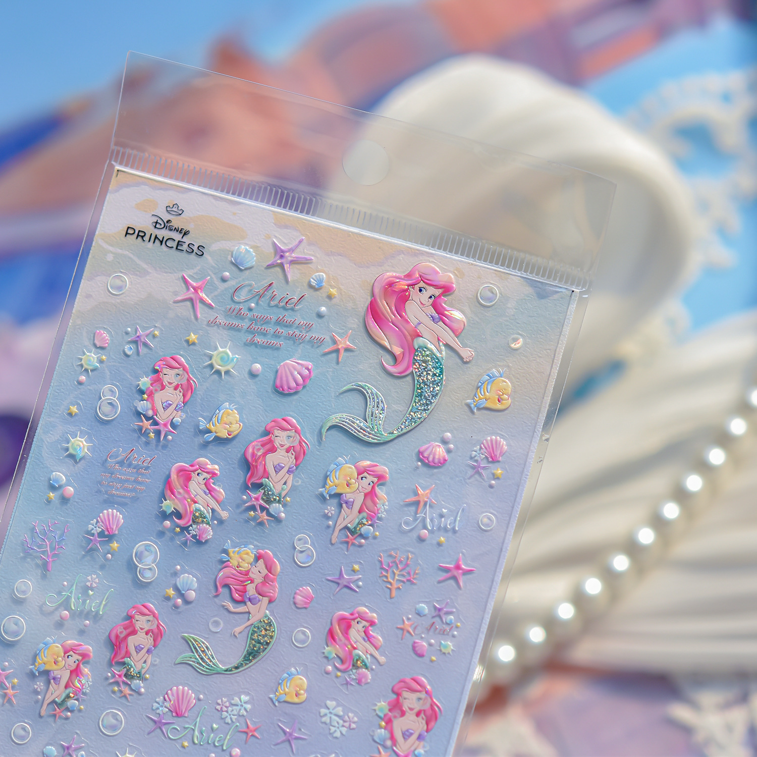 Disney Tomoni Collaboration Shell Light Nail Art Stickers Ins Style Genuine Joint Td Series 023W Mermaid