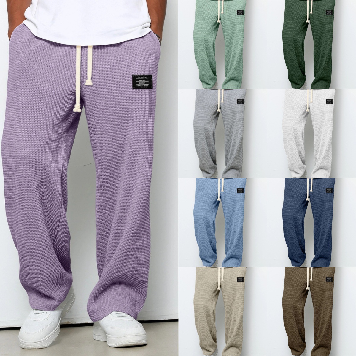 European and American Cross-Border Quick-Dry Pants for Men, Spring and Autumn Trendy Brand Loose Drape Straight-Leg Sweatpants, Wide-Leg Sports Casual Long Pants