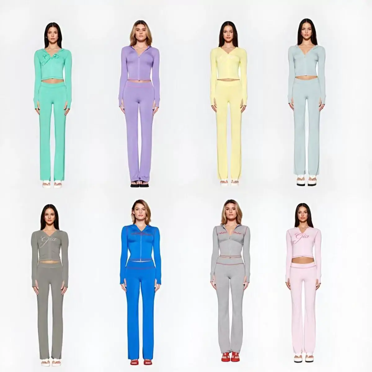 Iamgia25 New Style Right Shoulder Letter Print Topstitch Design Slim Hooded Zipper Short Outwear Pants Suit