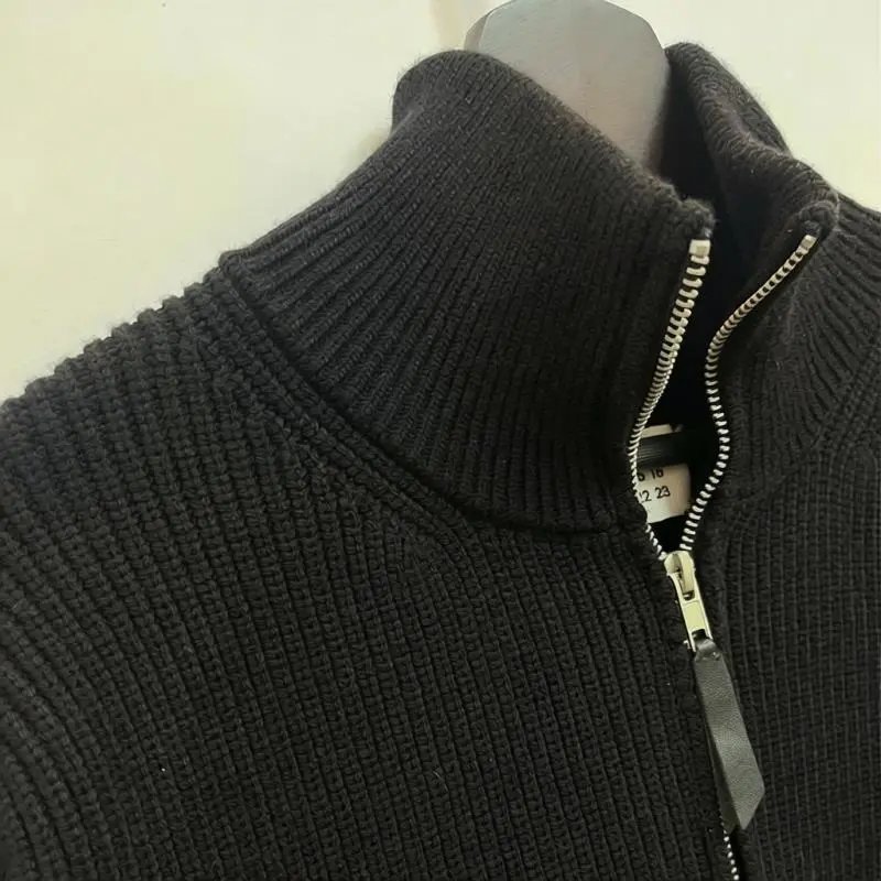 m 高克重马家四角双拉链慵懒针织衫毛衣开衫外套高领男秋冬毛衫时尚 Foto QC de WEIDIAN na Qualit.ly
