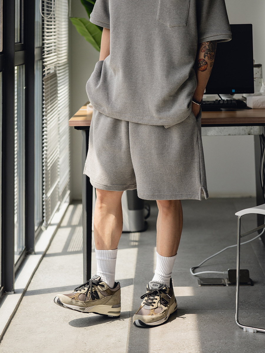 TRS Men's | 24SS Japanese Casual Cityboy360G Waffles Hidden Zipper Loose Shorts Men's