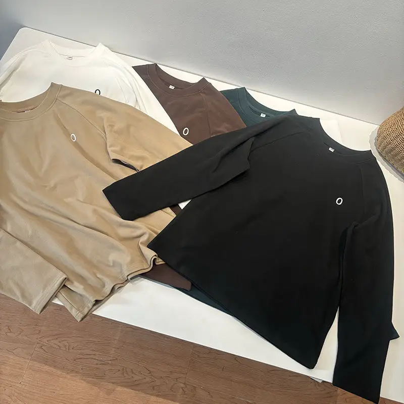 Men and women can wear it! Self heating! Solid color embroidered casual double-sided velvet base shirt for men