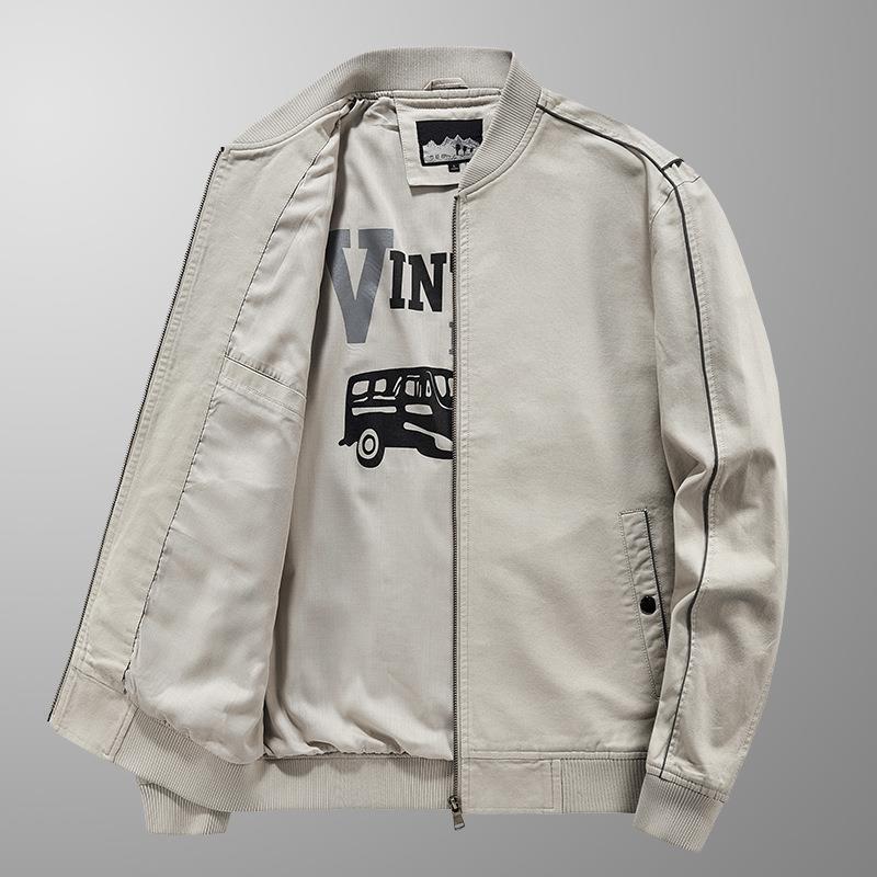 2213 Spring and Autumn Baseball Collar Jacket Men's Pure Cotton Handsome Bomber Jacket Men's Autumn Casual All-match Top