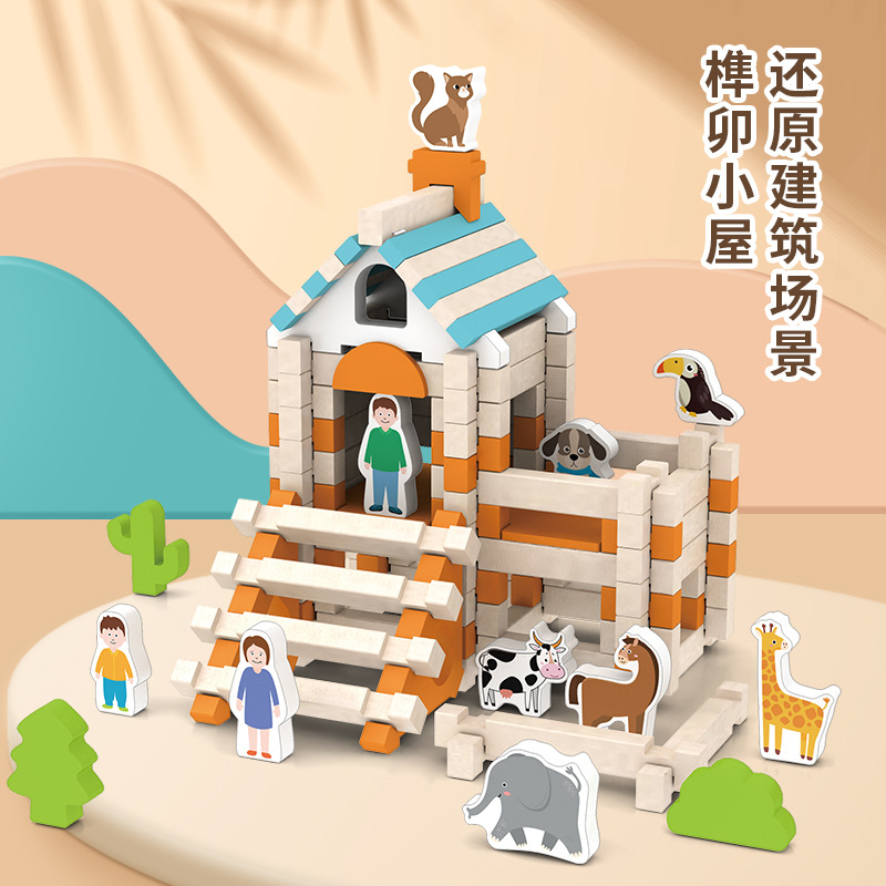 Cross-border New Mortise and Tenon Structure Building Blocks Children's Educational Early Education Enlightenment Architects Master Varied Assembled Wooden Toys