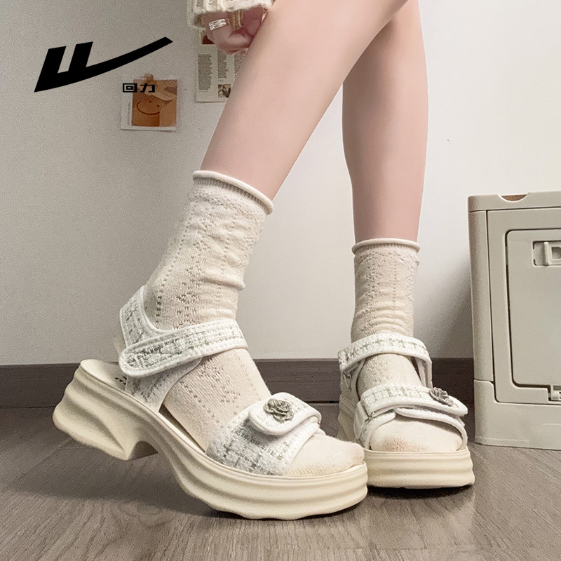 Warrior's New Summer Simple and Stylish Sandals, Versatile and Comfortable Korean-Style Women's Shoes with Thick Soles and High Aesthetic Appeal, Featuring Velcro Straps