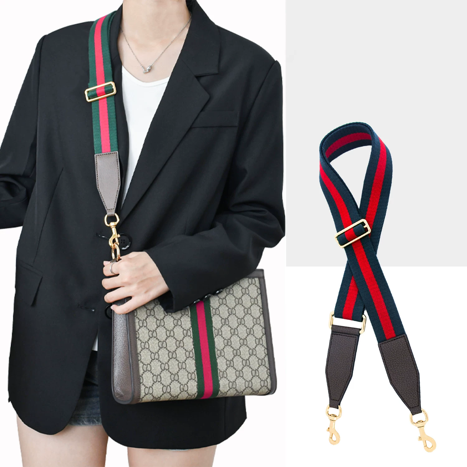 Suitable for Gucci Toiletry Bag Transformation Wide Shoulder Strap Diagonal Men's and Women's Clutch Bag Liner Gucci Bag Strap Accessories