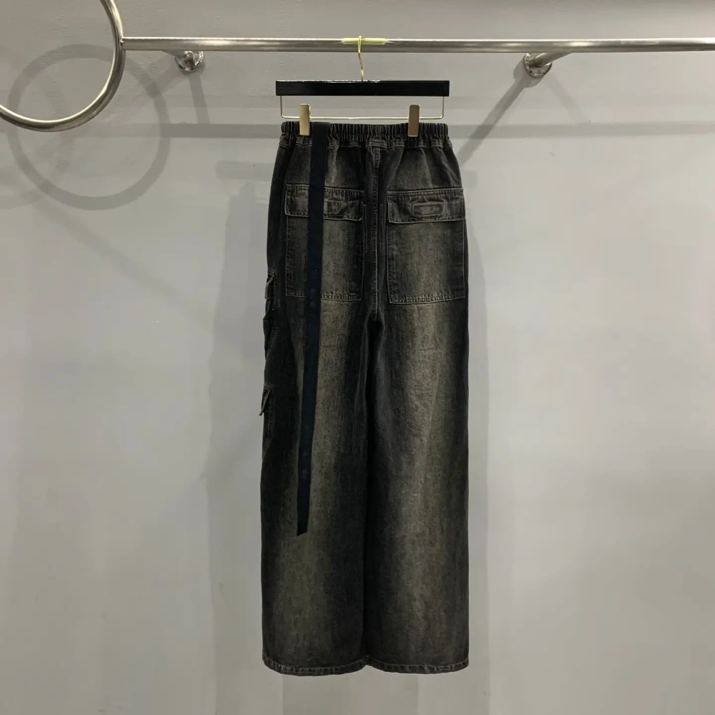 Ro Dark Style 23Fw Fall and winter Casual Punk Loose Plus size Washed High Street Multi Flap Pocket pants Contrast Color Denim pants Men