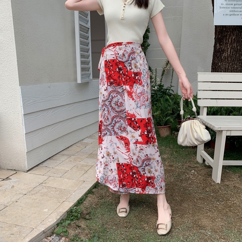 Floral Sun-Protective Floral Print Skirt, One-Piece Beach Skirt, Vacation Travel Hip-Hugging Skirt, One-Piece Sun-Protective Sunshade Skirt